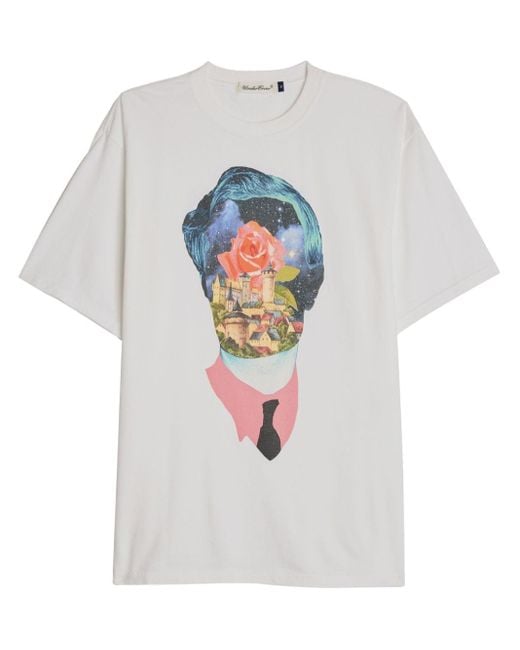 Undercover White Face-print Cotton T-shirt for men