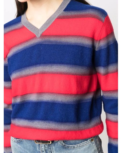 DSquared² Red Striped V-Neck Jumper