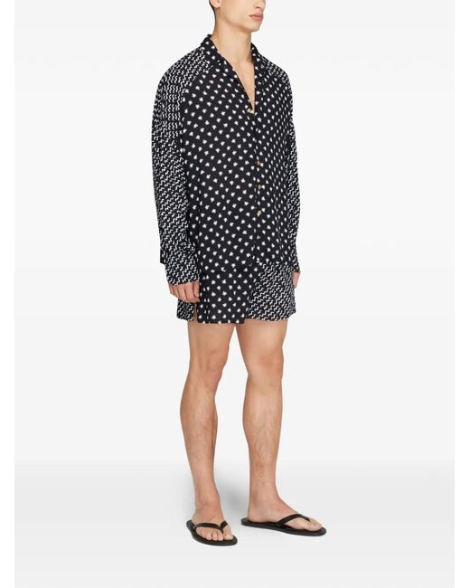 Donde Esteban Black Stars Waves Print Shorts