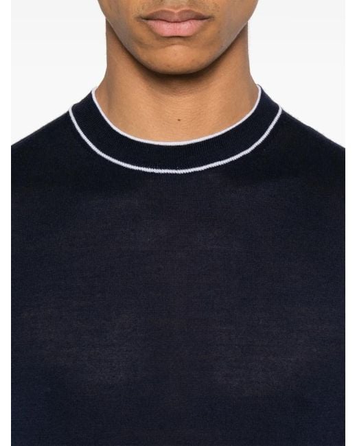 Eleventy Blue Contrasting-Trim T-Shirt for men