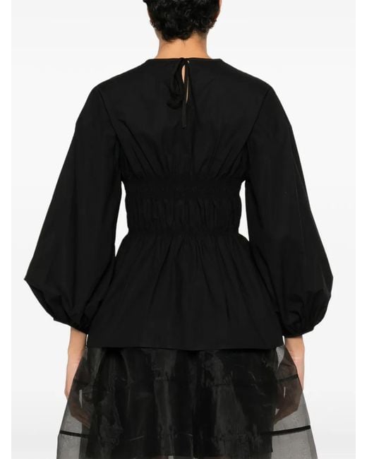 CECILIE BAHNSEN Black Long Sleeve Stitch Top
