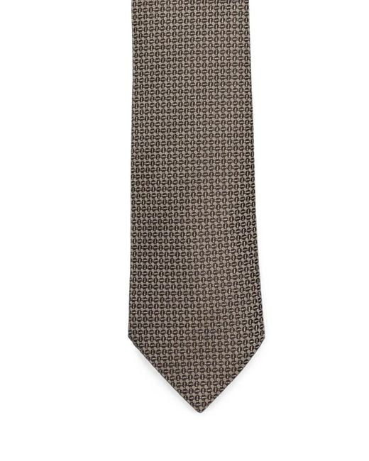 Canali White Geometric-Pattern Tie for men