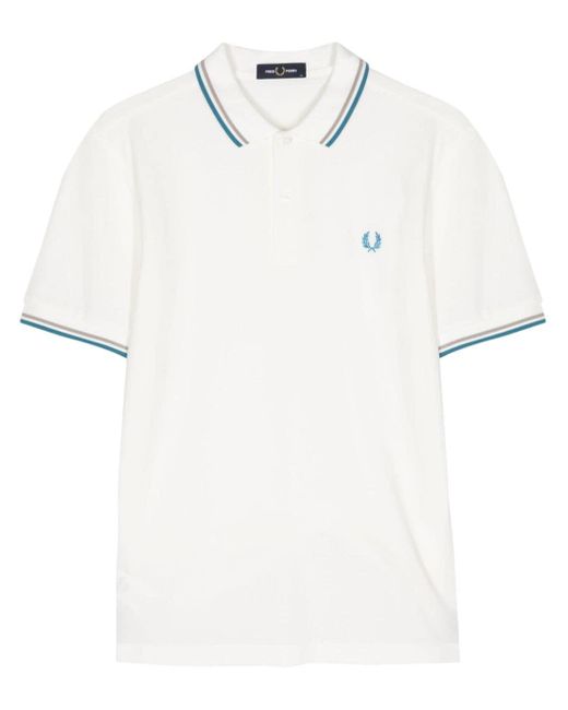 Fred Perry White M3600 Twin Tipped Polo Shirt for men
