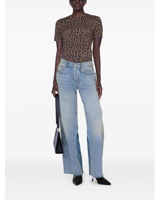 Anine Bing Gray Sylvie Leopard-print T-shirt