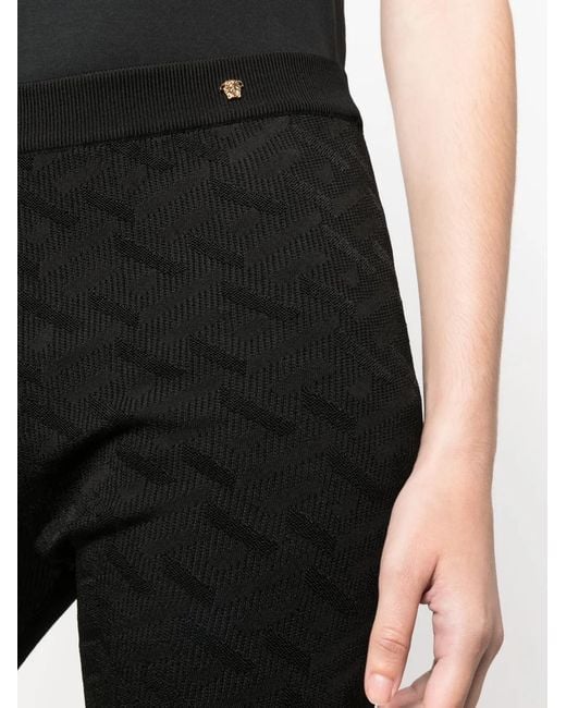 Versace Black Greca-Knit Flared Trousers