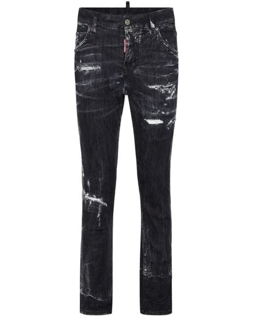 DSquared² Blue Distressed Skinny Jeans