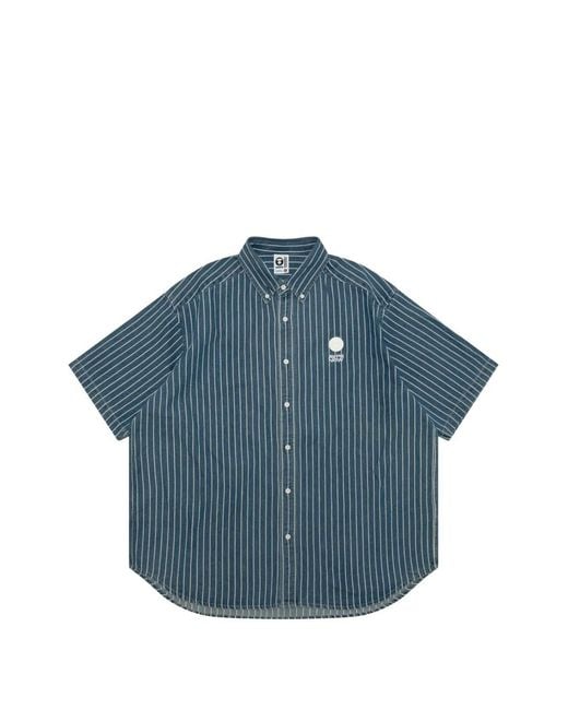 Aape By A Bathing Ape Blue Striped Button Shirt for men