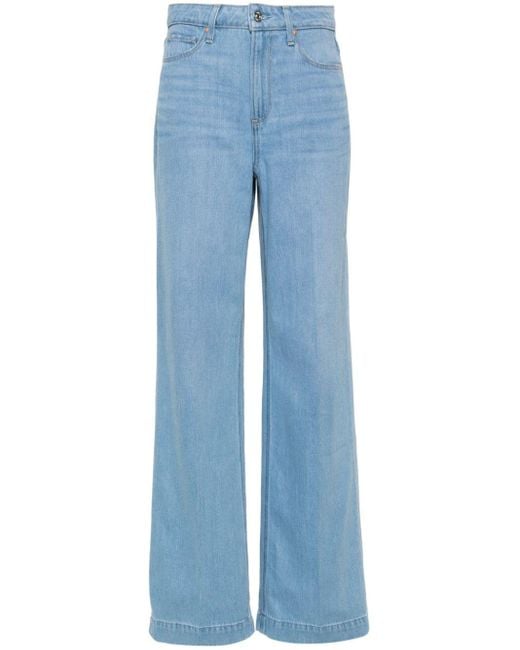 PAIGE Harper High Waist Jeans Met Wijde Pijpen in het Blue