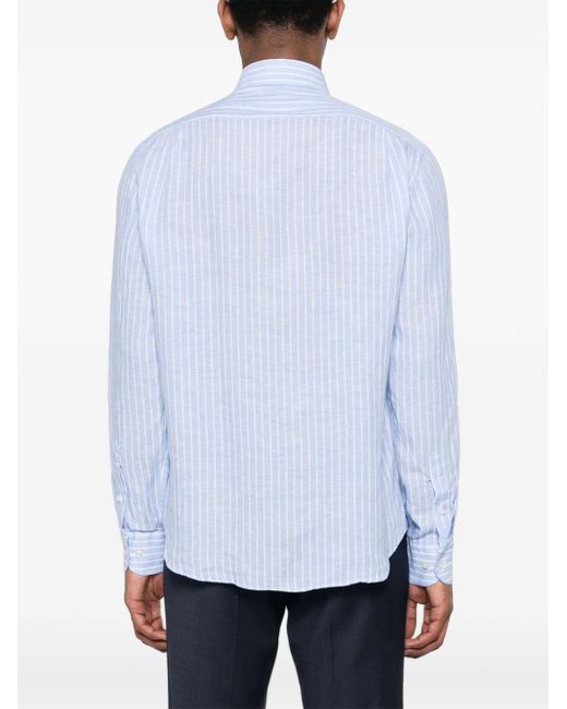 Paul & Shark Blue Striped Linen Shirt for men