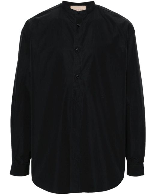 Gucci Black Band-collar Cotton Shirt for men