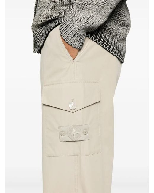 Stone Island Natural Cargo Trousers Weatherproof Cotton Canvas_ Ghost Piece Pack for men