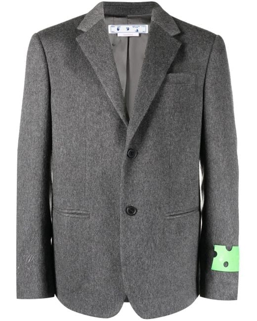 Off-White c/o Virgil Abloh Gray Logo Patch Single-Breasted Blazer for men