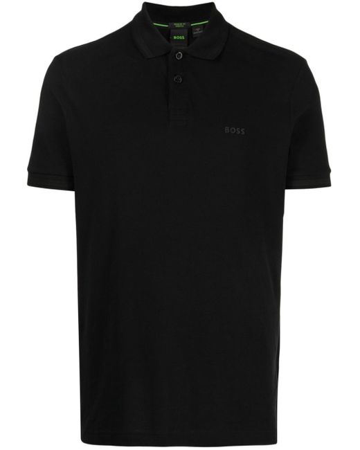 Boss Katoenen Poloshirt Met Geborduurd Logo in het Black voor heren