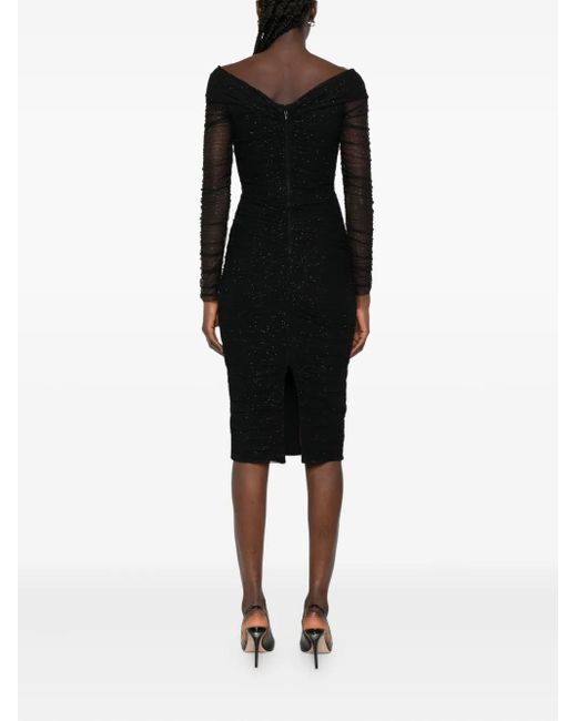 Nissa Black Off-Shoulder Sequin-Embellished Mini Dress
