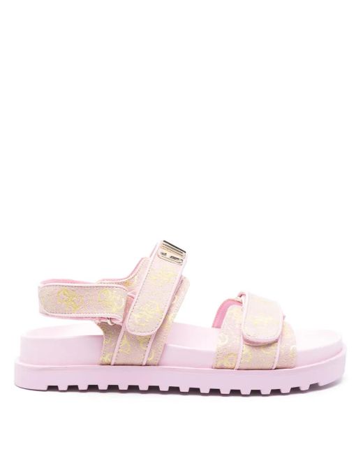 Guess Pink Monogram-Jacquard Sandals