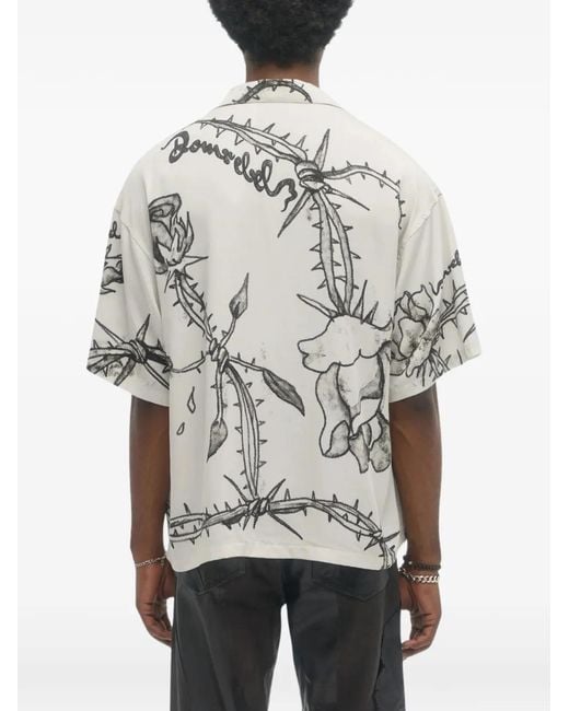 DOMREBEL Gray Camp Graphic-Print Short-Sleeve Shirt for men