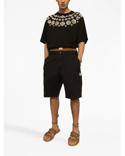 Dolce & Gabbana Black Bermuda Cargo Shorts for men