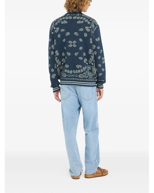 Alanui Blue Jacquard Bomber Jacket for men