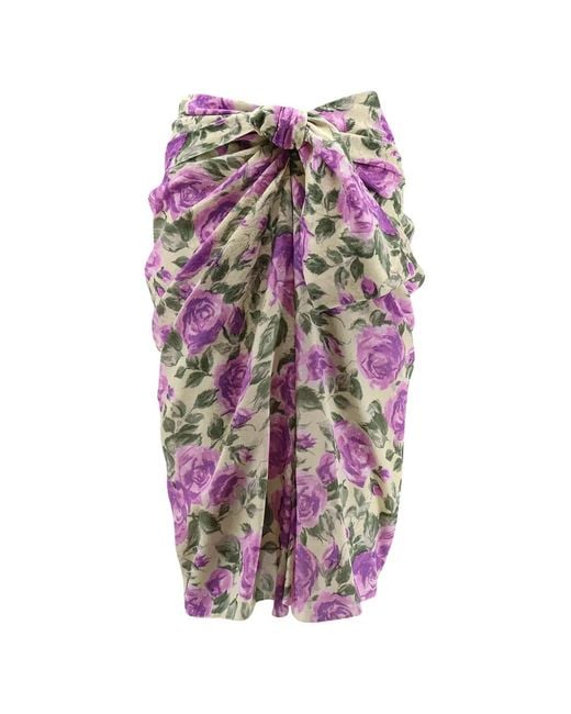 Chloé White Printed Silk Skirt