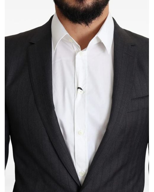 Dolce & Gabbana Blue Pinstripe-Pattern Blazer for men