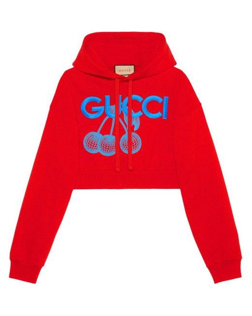 Gucci Red Hoodie mit Logo-Stickerei