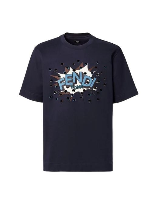 Fendi Blue T-Shirts And Polos Co+Ricamo:Co+Ricamo:10 for men