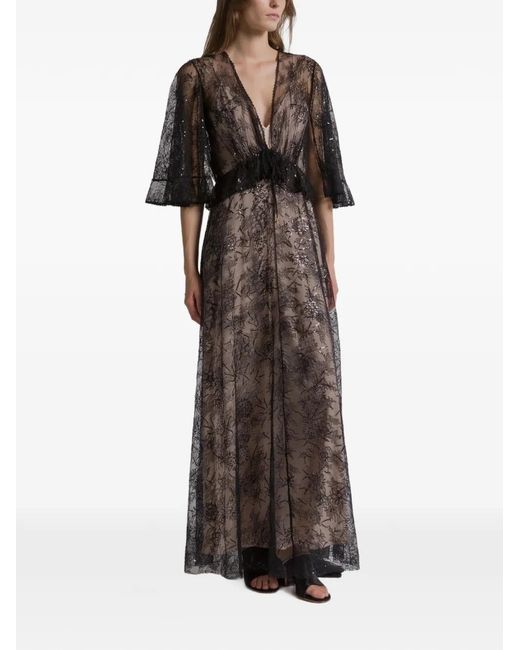 Alberta Ferretti White V-Neck Maxi Dress