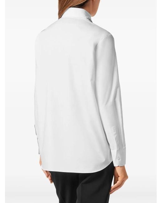 Philipp Plein White Embellished Long-Sleeve Shirt
