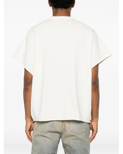 Secnd Slf White Graphic-Print Distressed T-Shirt for men