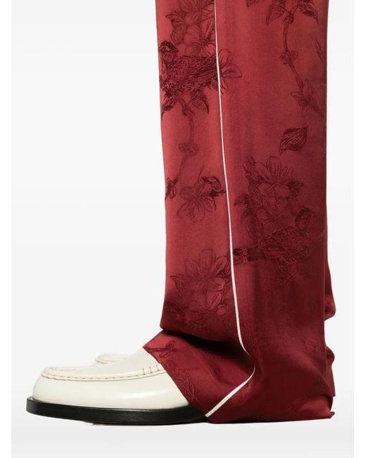 Amiri Red Floral Jacquard Trousers for men