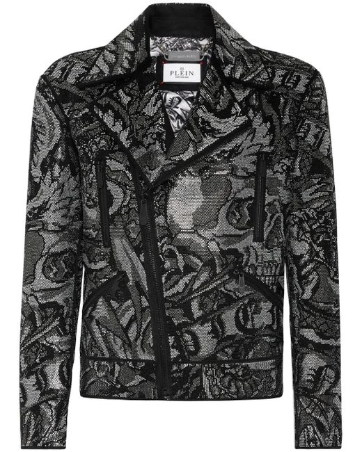 Philipp Plein Bikerjacke Mit Tattoo-Print in Black für Herren