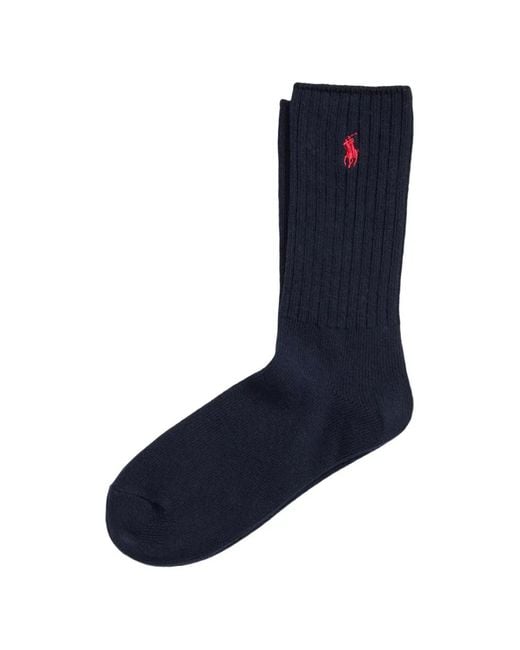 Polo Ralph Lauren Blue Chaussettes Côtelées Brodées Avec Motif Poney