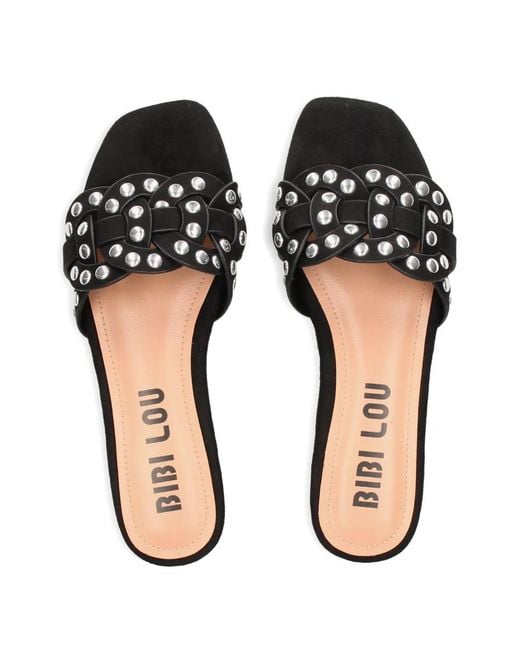 Bibi Lou Black Studded Braided Sandals