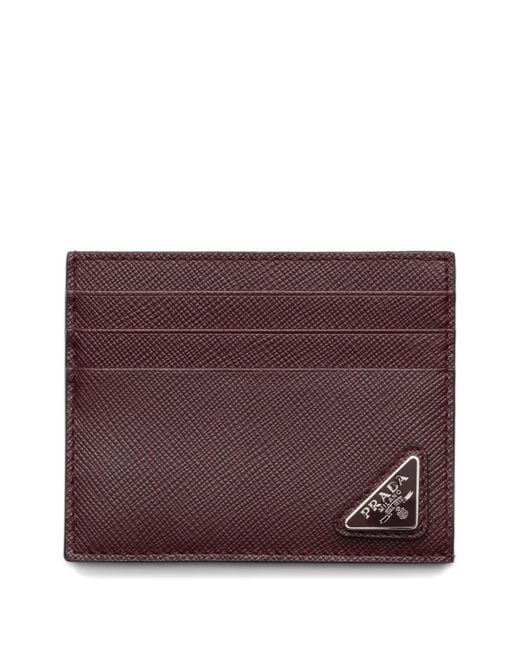 Prada Purple Triangle-Logo Card Holder for men