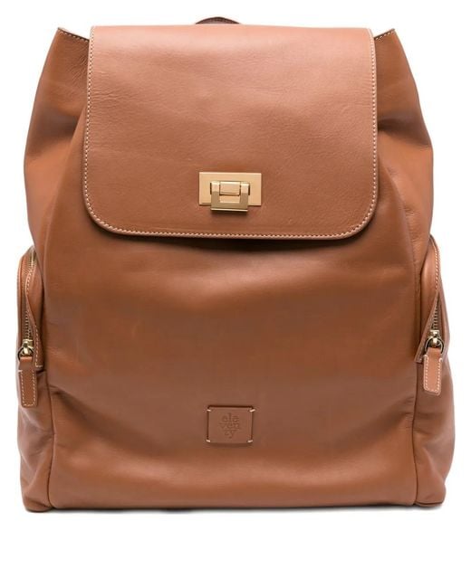 Eleventy Leren Rugzak Met Omslag in het Brown voor heren