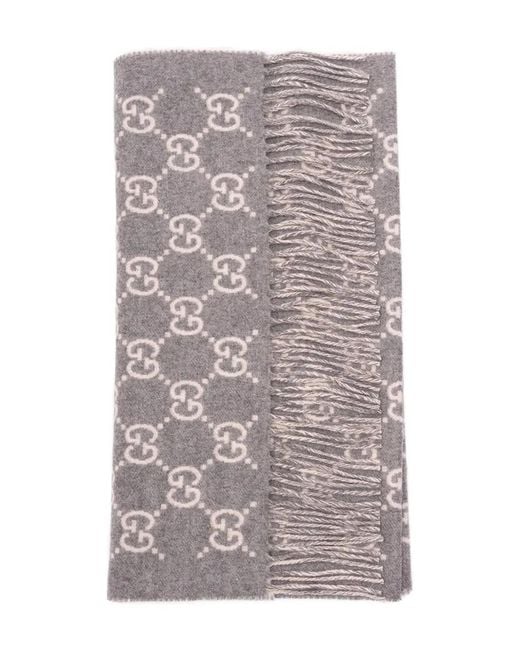 Gucci Gray Gg Reversible Scarf