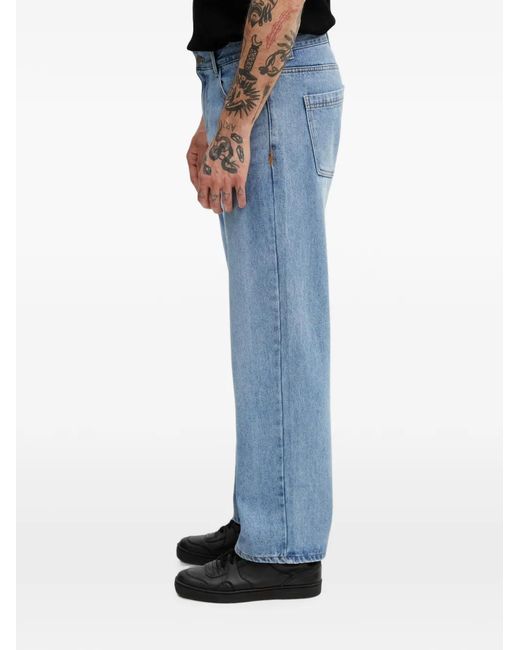 Adererror Blue Logo-Patch Straight-Leg Jeans