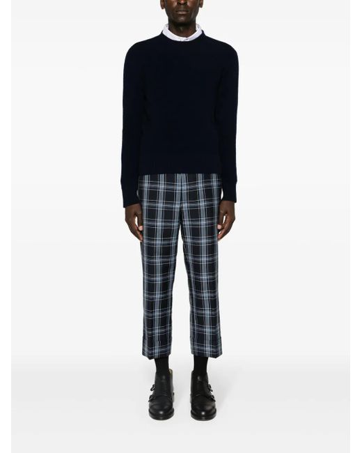 Thom Browne Blue Wool Logo Sweater for men