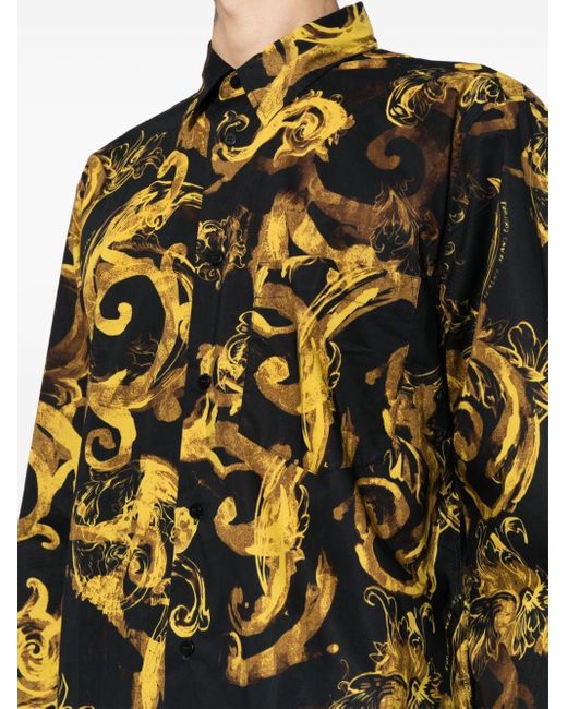 Chemise en coton à imprimé baroque Versace pour homme en coloris Black