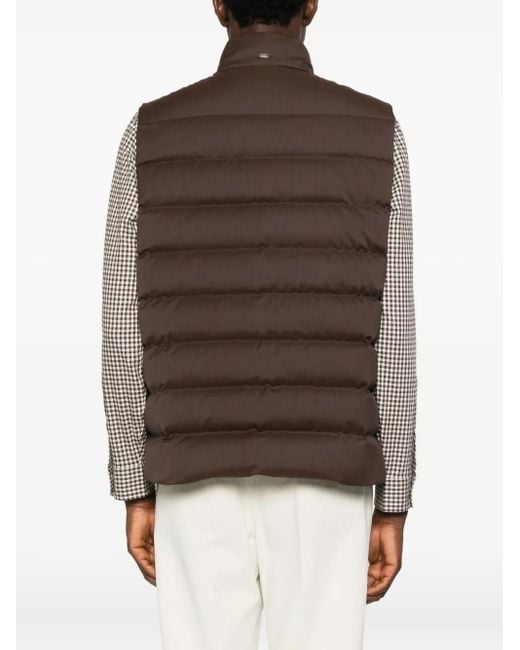 Herno Brown Zip-Up Quilted Gilet for men
