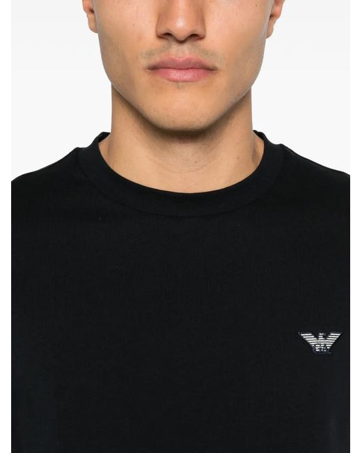 Emporio Armani Black Logo-Patch T-Shirt for men