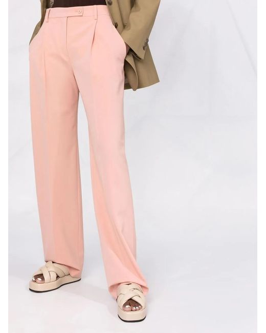 Alberta Ferretti Pink High-Waisted Wide-Leg Trousers