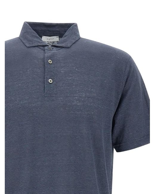 Diktat Blue Linen Polo Shirt for men