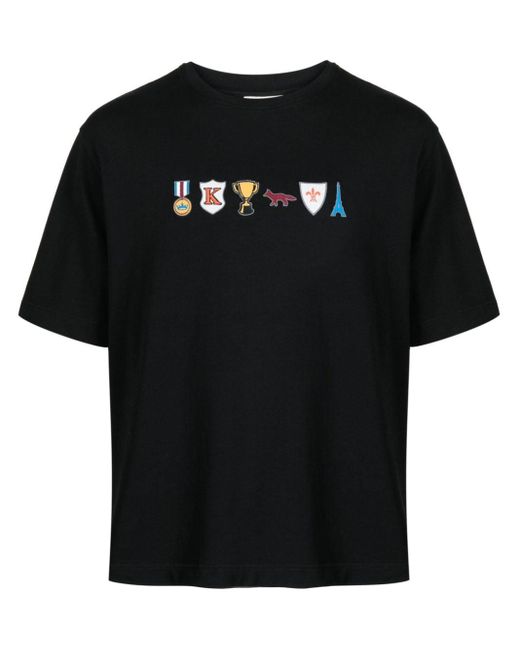 Camiseta con apliques Maison Kitsuné de hombre de color Black