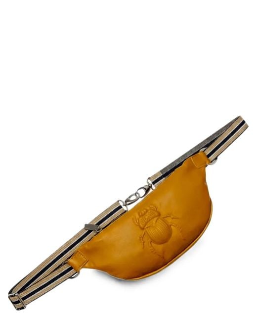 Gabriele Frantzen Metallic Scarabmotive Beetle-Embossed Leather Belt Bag