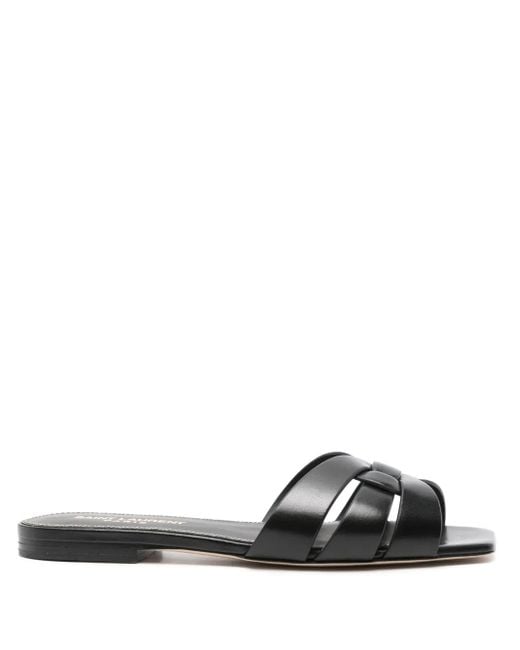 Saint Laurent Black Tribute Flat Sandals