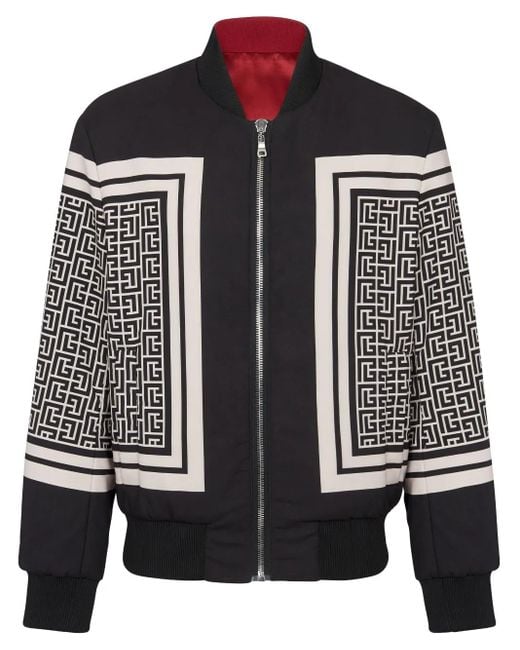 メンズ Balmain リバーシブル モノグラム ジャケット Black