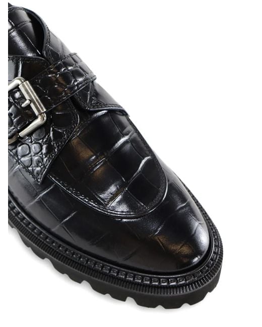 Notabene Black Tecla Crocodile-Effect Derby Shoes