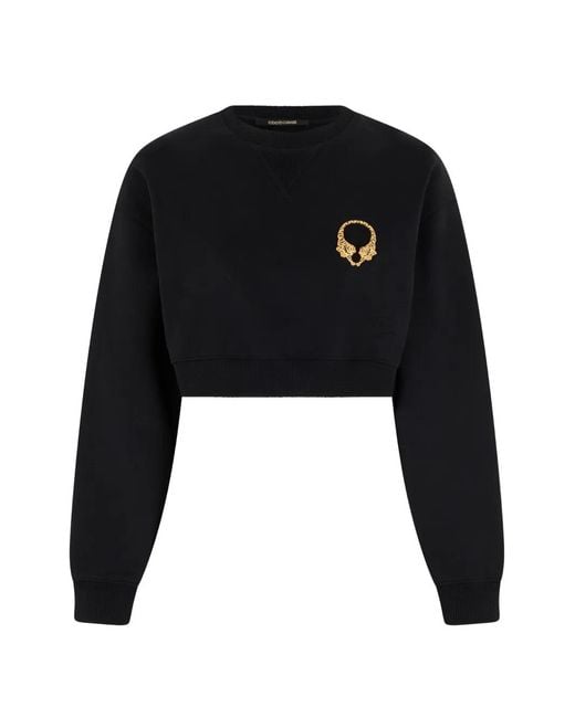 Roberto Cavalli Black Tiger-Motif Cropped Sweater