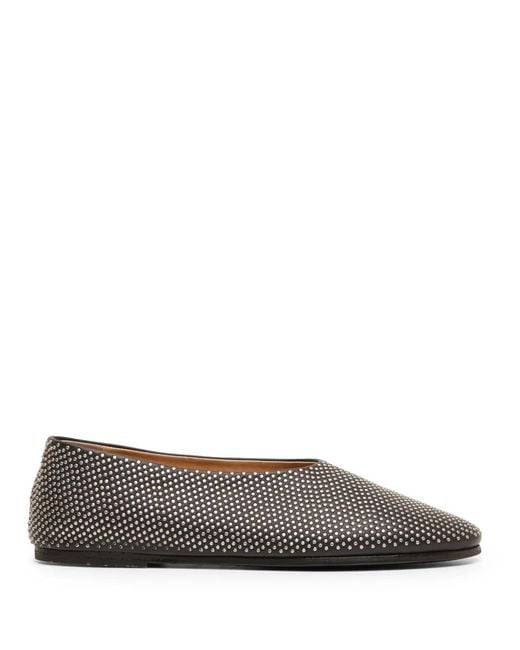 Marsèll Gray Studded Leather Ballerina Shoes